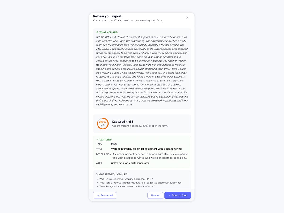 Un registro redactado por la IA, revisado antes de aceptarse
